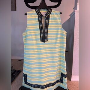 Striped Ship to Sable Sleeveless Tunic with Contrast Trim